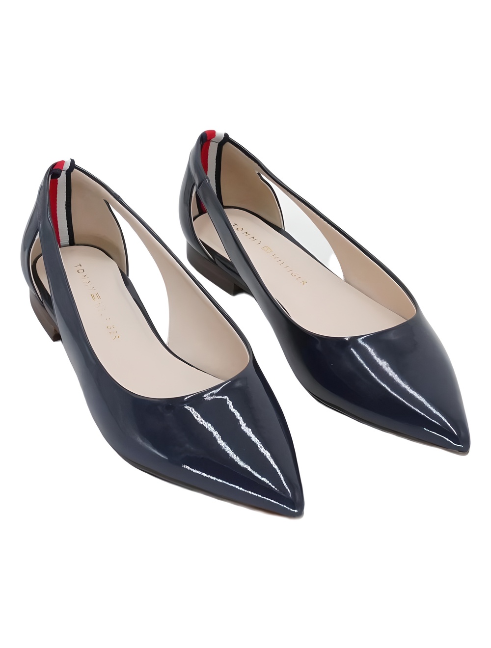Tommy Hilfiger Velahi Dark Blue Patent Pointed Toe Slingback Flats Size 7.5M